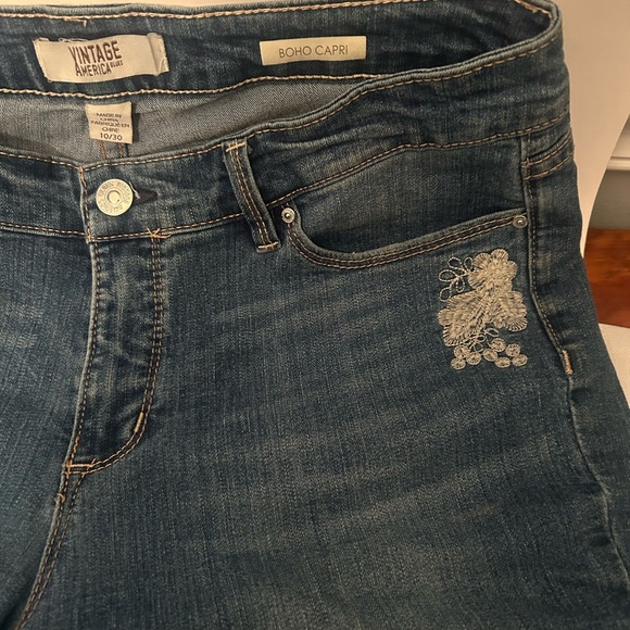 Vintage America Embroidered Blue Jeans with Tassels - Picture 5 of 6